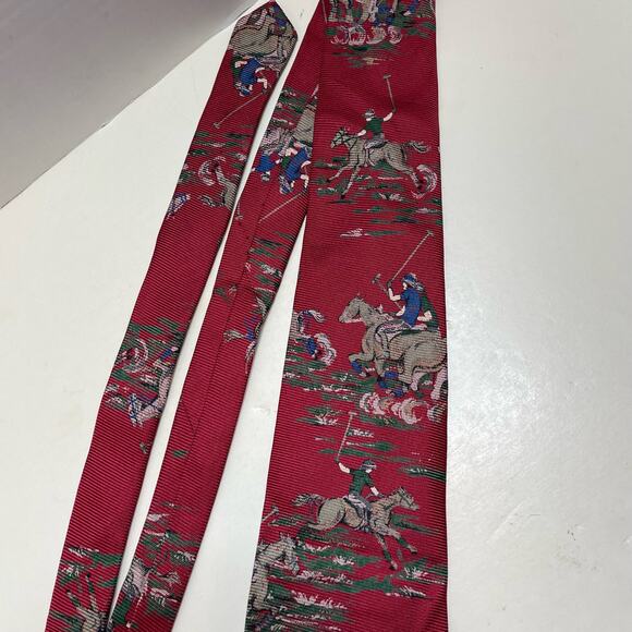 Polo Ralph Lauren 100% Silk Vintage Hand Sewn Tie Red Necktie - Picture 6 of 7